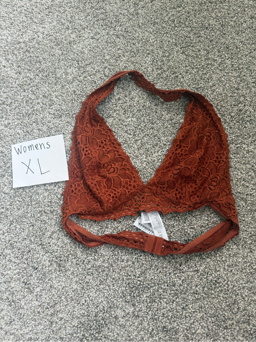 Forever 21 Lace Halter Bralette in Rust Brown